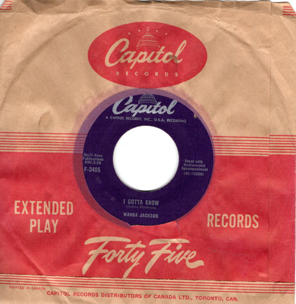 Wanda Jackson - Half As Good A Girl / I Gotta Know (Shellac, 10") (Near Mint (NM or M-)) - Image 2