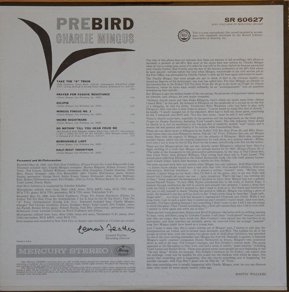 Charles Mingus - Pre-Bird (LP, Album) (Near Mint (NM or M-)) - Image 2