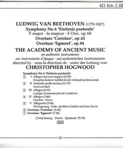 Alternative view of Beethoven* — The Academy Of Ancient Music, Christopher Hogwood - Symphony No. 6 • Coriolan • Egmont (CD, Album) (Near Mint (NM or M-))