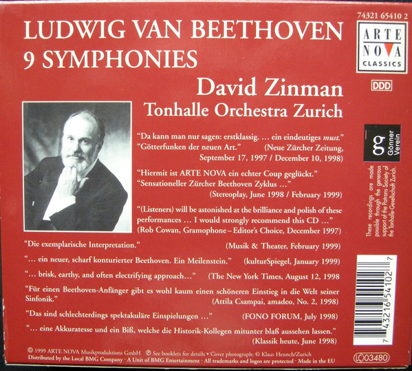 Beethoven*, David Zinman, Tonhalle Orchestra Zurich* - 9 Symphonies (5xCD + Box) (Near Mint (NM or M-)) - Image 3