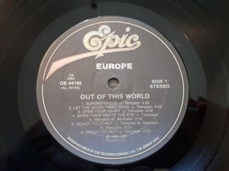 Europe (2) - Out Of This World (LP, Album, Club) (Mint (M)) - Image 2