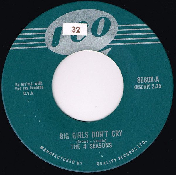 The Four Seasons - Big Girls Don't Cry (7", Single) (Near Mint (NM or M-))
