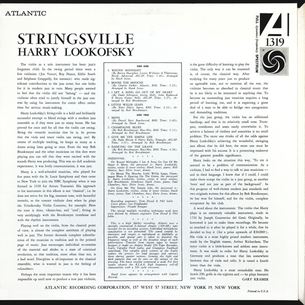 Harry Lookofsky - Stringsville (LP, Album, Mono) (Very Good (VG)) - Image 2