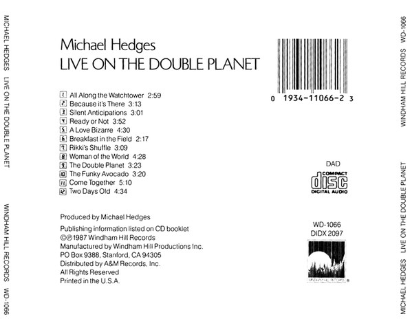 Michael Hedges - Live On The Double Planet (CD, Album) (Near Mint (NM or M-)) - Image 2