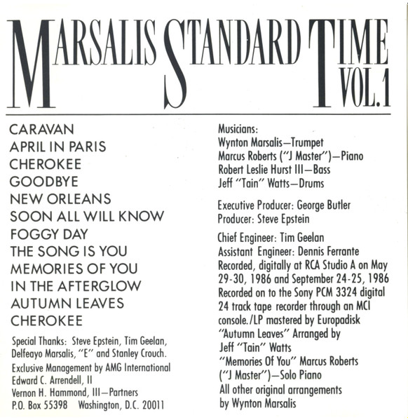 Wynton Marsalis - Marsalis Standard Time Volume 1 (CD, Album) (Near Mint (NM or M-)) - Image 5