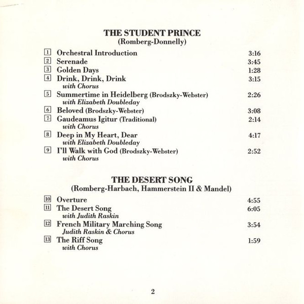 Mario Lanza - Sings Songs From The Student Prince & The Desert Song (CD, Album, Comp, RM) (Near Mint (NM or M-)) - Image 4