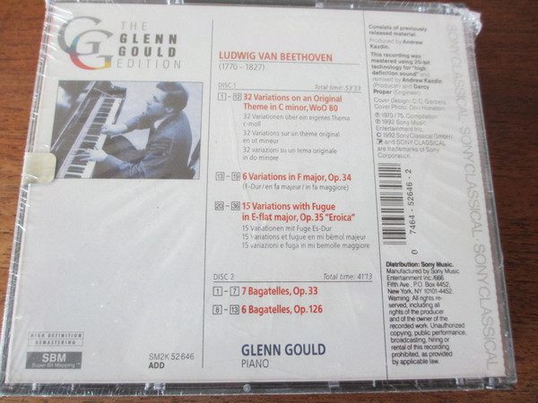 Glenn Gould, Beethoven* - "Eroica" Variations; 32 Variations, WoO 80; 6 Variations, Op. 34; Bagatelles, Op. 33 & Op. 126 (2xCD, Comp, RM) (Near Mint (NM or M-)) - Image 2