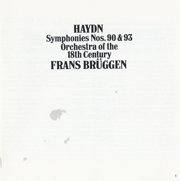 Haydn*, Orchestra Of The 18th Century, Frans Brüggen - Symphonies Nos. 90 & 93 (CD) (Near Mint (NM or M-)) - Image 2