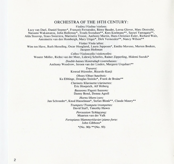 Haydn*, Orchestra Of The 18th Century, Frans Brüggen - Symphonies Nos. 90 & 93 (CD) (Near Mint (NM or M-)) - Image 3