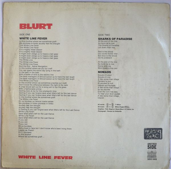 Blurt - White Line Fever (12") (Very Good Plus (VG+)) - Image 2