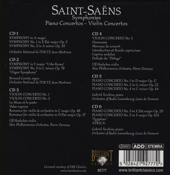 Saint-Saëns* - Symphonies - Piano Concertos - Violin Concertos (6xCD + Box, Comp) (Near Mint (NM or M-)) - Image 2
