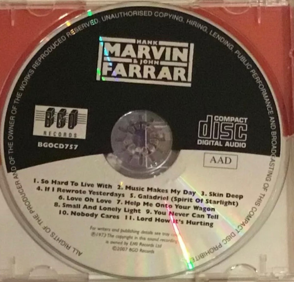 Hank Marvin, John Farrar - Hank Marvin & John Farrar (CD, Album, RE) (Near Mint (NM or M-)) - Image 4