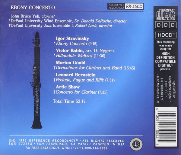 John Bruce Yeh - Ebony Concerto (HDCD, Album, RE) (Near Mint (NM or M-)) - Image 2