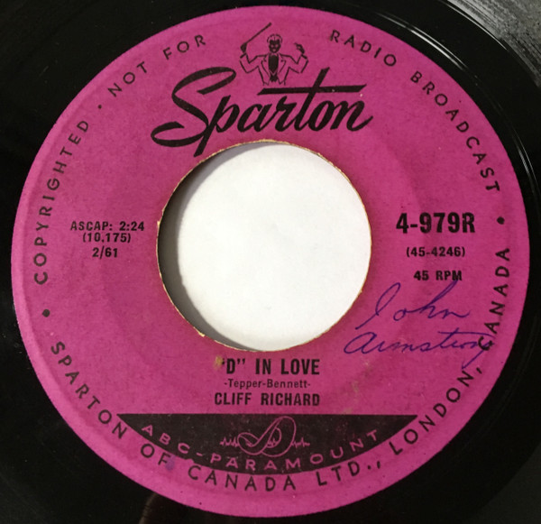 Cliff Richard - "D In Love" (7", Single) (Very Good Plus (VG+))