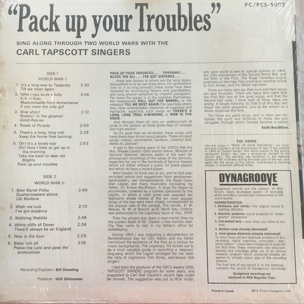 Carl Tapscott Singers - Pack Up Your Troubles (LP, Mono) (Mint (M)) - Image 2