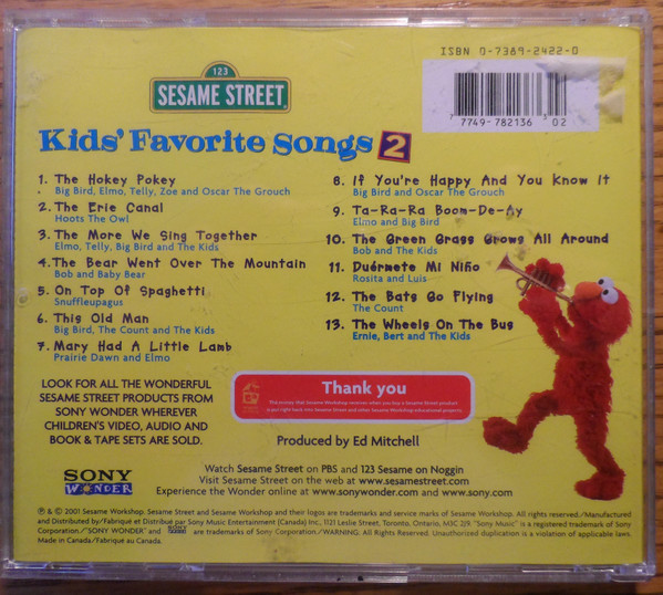 Sesame Street - Kid's Favorite Songs 2 (CD, Album, Comp, Club) (Near Mint (NM or M-)) - Image 2