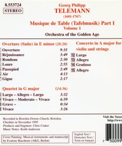 Alternative view of Georg Philipp Telemann - Orchestra Of The Golden Age - Musique De Table (Tafelmusik) Part I • Volume 1 (CD, Album) (Near Mint (NM or M-))