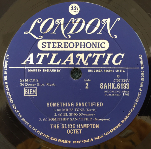 Slide Hampton Octet - Somethin' Sanctified (LP, Album) (Very Good Plus (VG+)) - Image 4