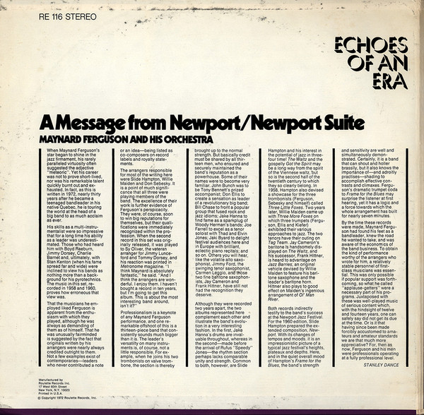 Maynard Ferguson & His Orchestra - A Message From Newport / Newport Suite (2xLP, Comp) (Near Mint (NM or M-)) - Image 2