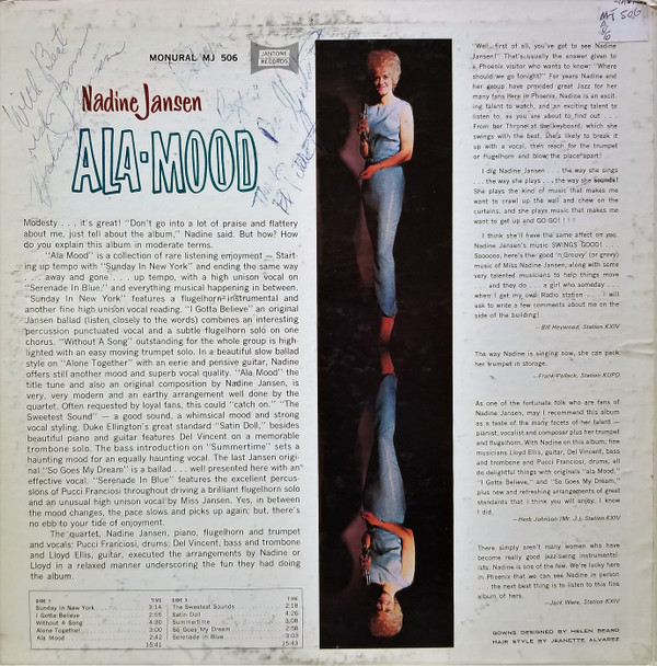 Nadine Jansen - Ala-Mood (LP, Album, Mono) (Very Good Plus (VG+)) - Image 2