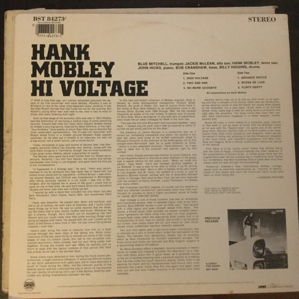 Hank Mobley - Hi Voltage (LP, Album, RE, RM) (Mint (M)) - Image 2