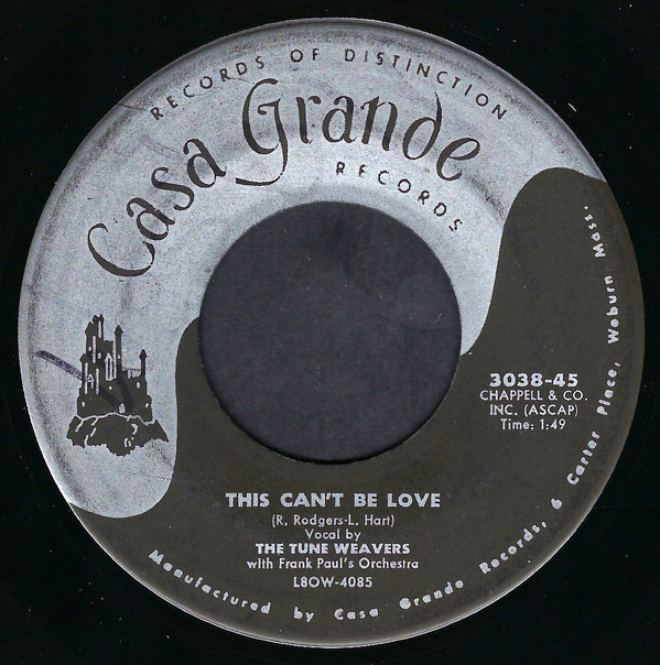 The Tune Weavers With Frank Paul's Orchestra - My Congratulations Baby / This Can't Be Love (7") (Near Mint (NM or M-)) - Image 2