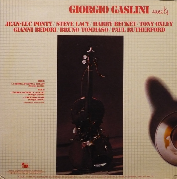 Giorgio Gaslini / Jean-Luc Ponty / Steve Lacy / Harry Beckett / Tony Oxley / Gianni Bedori / Bruno Tommaso / Paul Rutherford (2) - Giorgio Gaslini Meets Jean-Luc Ponty / Steve Lacy / Harry Becket / Tony Oxley / Gianni Bedori / Bruno Tommaso / Paul Rutherford (LP, Album) (Very Good Plus (VG+)) - Image 2
