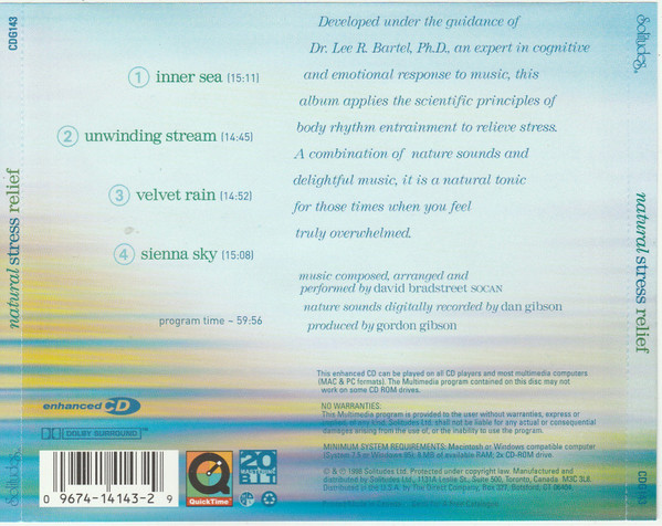 Dan Gibson, David Bradstreet, Gordon Gibson - Natural Stress Relief (Solitudes Music For Your Health) (CD, Enh) (Near Mint (NM or M-)) - Image 2