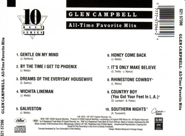 Glen Campbell - All- Time Favorite Hits (CD, Comp) (Mint (M)) - Image 2