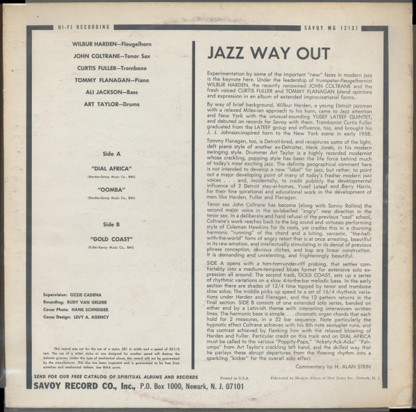 Wilbur Harden - Jazz Way Out (LP, Album, Bes) (Near Mint (NM or M-)) - Image 2