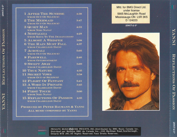 Yanni (2) - Reflections Of Passion (CD, Comp, Club, RE) (Near Mint (NM or M-)) - Image 2