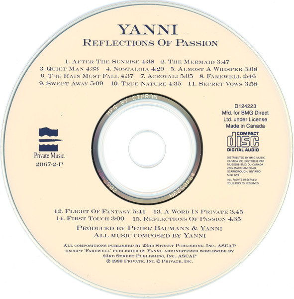 Yanni (2) - Reflections Of Passion (CD, Comp, Club, RE) (Near Mint (NM or M-)) - Image 3