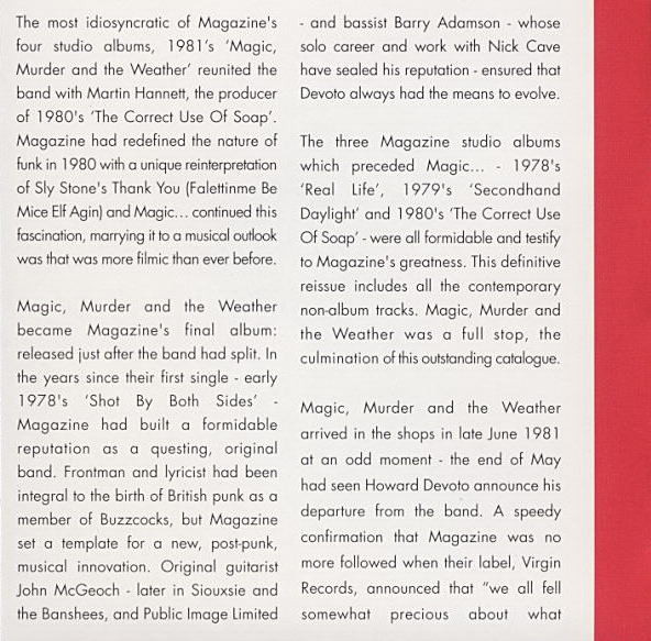 Magazine - Magic, Murder And The Weather (CD, Album, RE, RM, Med) (Near Mint (NM or M-)) - Image 4