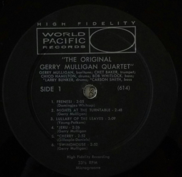 Gerry Mulligan Quartet Featuring Chet Baker - Gerry Mulligan Quartet (LP, Album, Mono, RE) (Very Good Plus (VG+)) - Image 3
