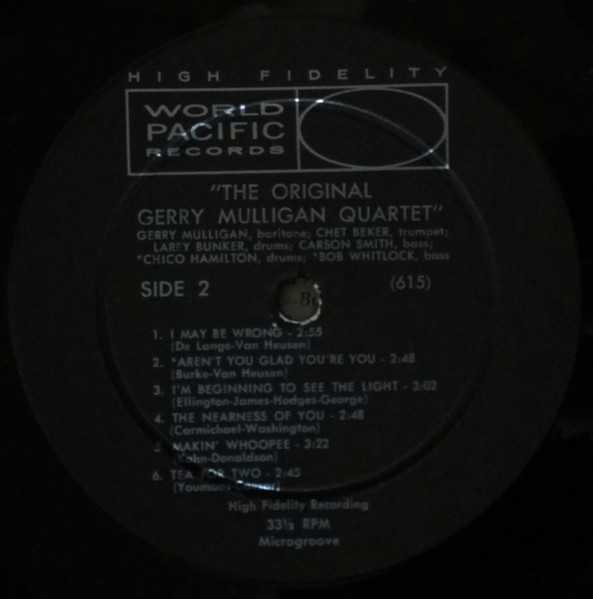 Gerry Mulligan Quartet Featuring Chet Baker - Gerry Mulligan Quartet (LP, Album, Mono, RE) (Very Good Plus (VG+)) - Image 4