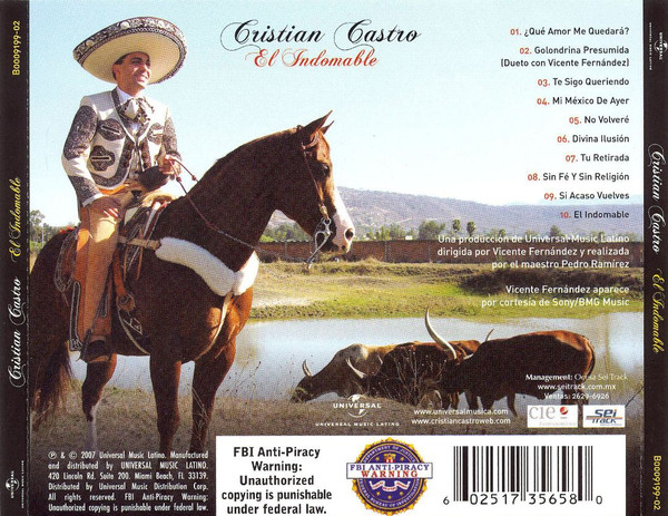 Cristian Castro - El Indomable (CD, Album) (Near Mint (NM or M-)) - Image 2
