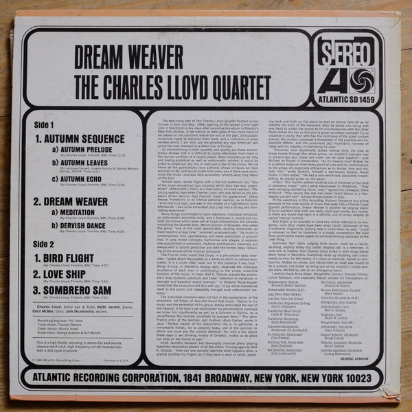 The Charles Lloyd Quartet - Dream Weaver (LP, Album, RP, PR) (Near Mint (NM or M-)) - Image 2