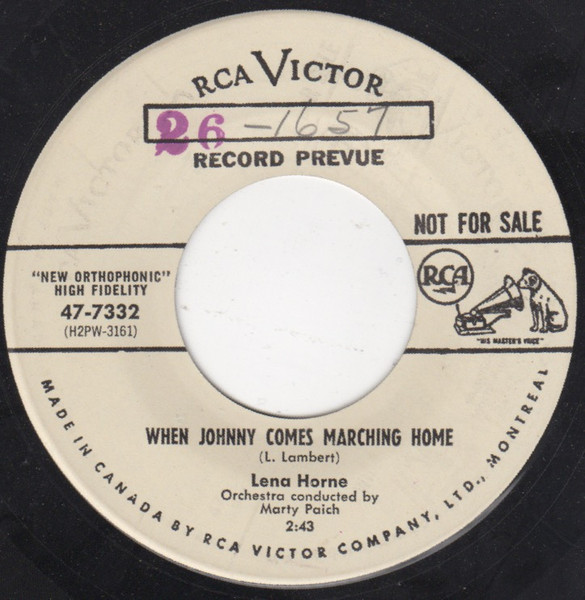 Lena Horne - When Johnny Comes Marching Home (7", Promo) (Near Mint (NM or M-))