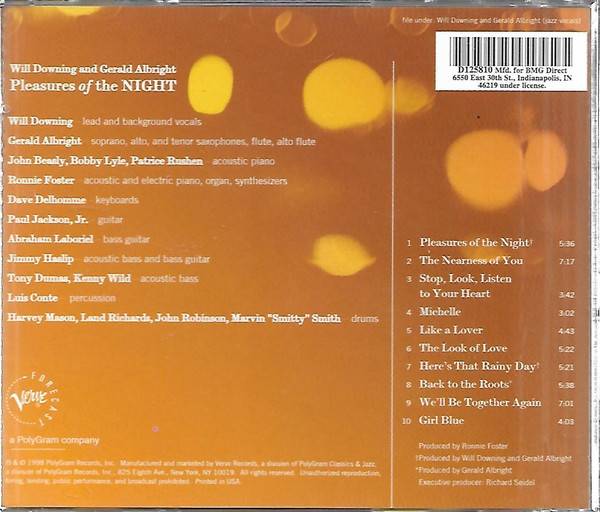 Will Downing And Gerald Albright - Pleasures Of The Night (CD, Album, Club) (Near Mint (NM or M-)) - Image 2
