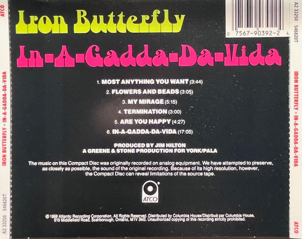 Iron Butterfly - In-A-Gadda-Da-Vida (CD, Album, Club, RE) (Near Mint (NM or M-)) - Image 2