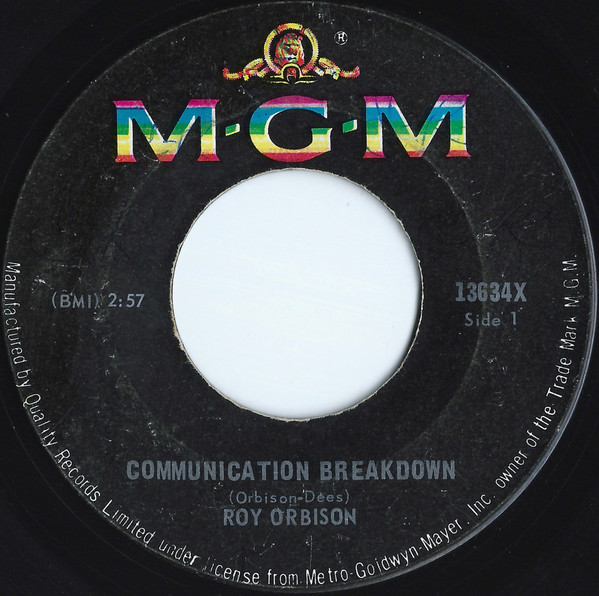 Roy Orbison - Communication Breakdown (7", Single) (Near Mint (NM or M-))