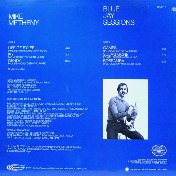 Mike Metheny - Blue Jay Sessions (LP, Album) (Near Mint (NM or M-)) - Image 2