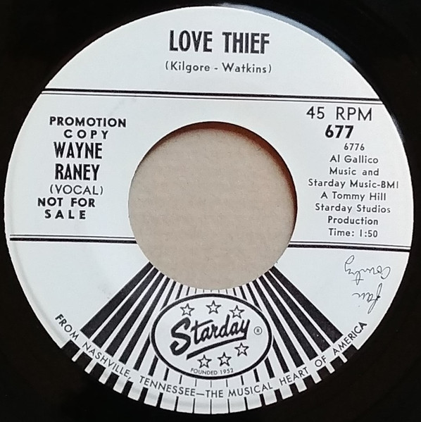 Wayne Raney - Strictly Nothing / Love Thief (7", Single, Promo) (Very Good (VG)) - Image 2