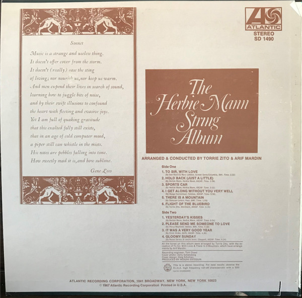 Herbie Mann - The Herbie Mann String Album (LP, Album, MO ) (Very Good (VG)) - Image 2