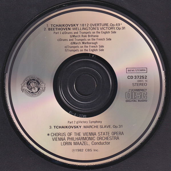 Pyotr Ilyich Tchaikovsky, Ludwig van Beethoven, Lorin Maazel, Wiener Philharmoniker, Wiener Staatsopernchor - 1812 Overture - Marche Slave - Wellington's Victory (CD, Album, Pre) (Near Mint (NM or M-)) - Image 3