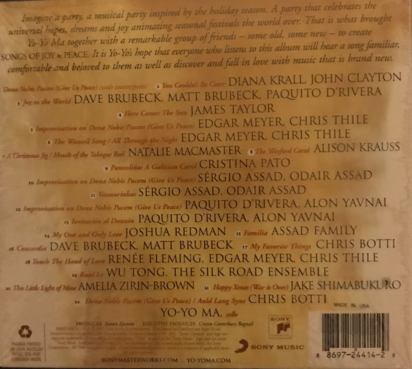 Yo-Yo Ma & Friends* - Songs Of Joy & Peace (CD, Album, RE, Tri) (Near Mint (NM or M-)) - Image 2