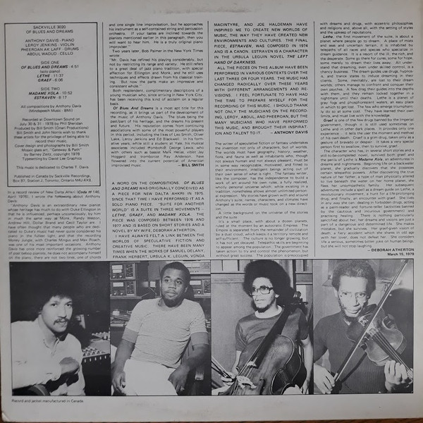 Anthony Davis (2) - Of Blues And Dreams (LP, Album) (Near Mint (NM or M-)) - Image 2
