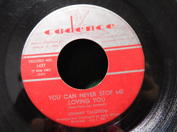 Johnny Tillotson - You Can Never Stop Me Loving You / Judy, Judy, Judy (7") (Very Good Plus (VG+))