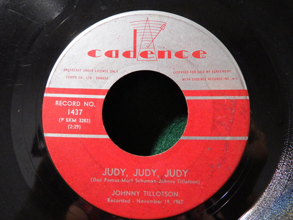 Johnny Tillotson - You Can Never Stop Me Loving You / Judy, Judy, Judy (7") (Very Good Plus (VG+)) - Image 2