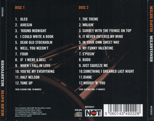 Miles Davis - Milestones (2xCD, Comp) (Mint (M)) - Image 2